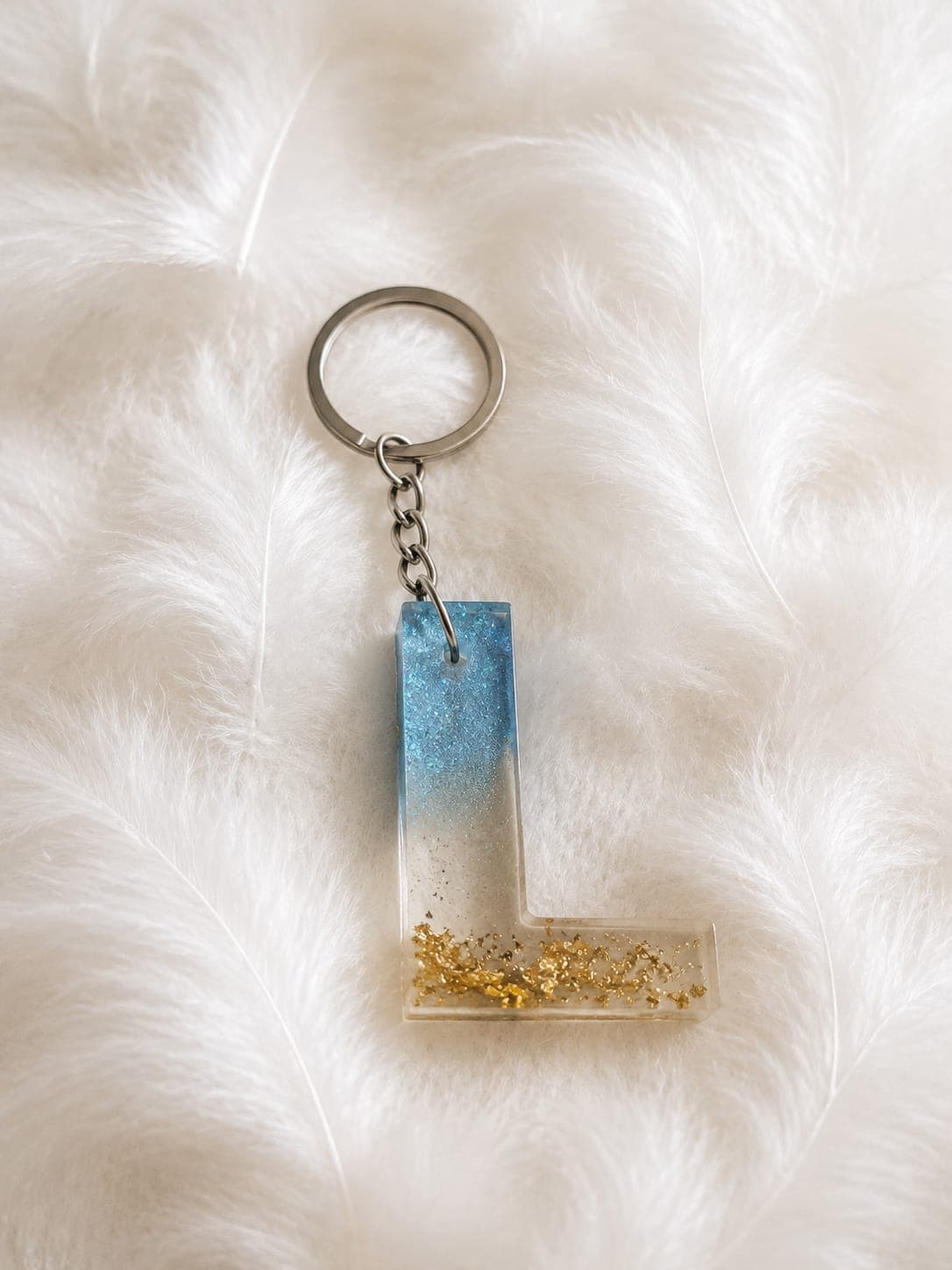 Ocean Gold Initial handmade resin keychain